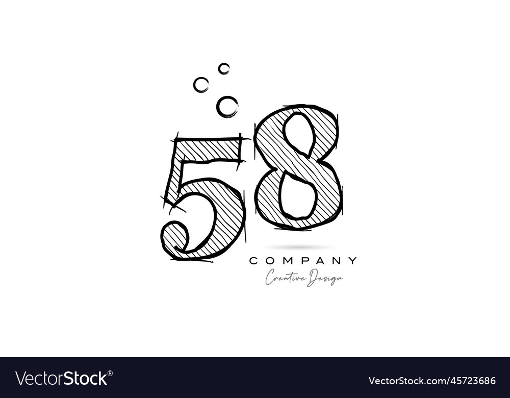 Hand drawing number 58 logo icon design Royalty Free Vector