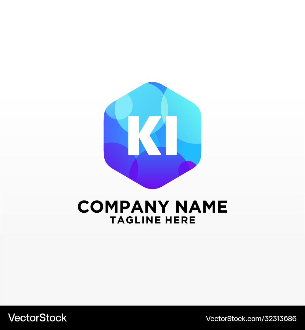 Ki initial logo with colorful circle template Vector Image