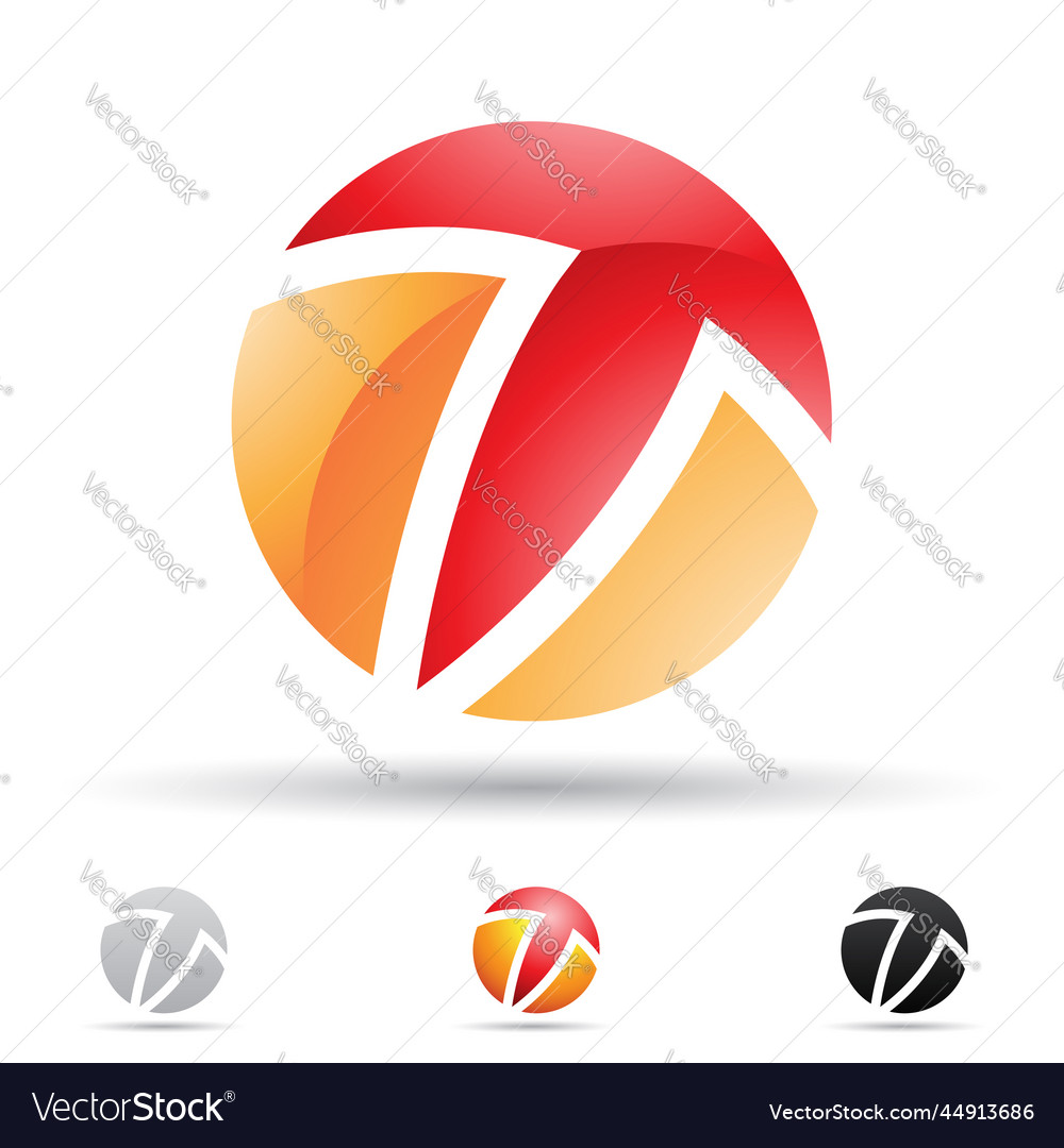 Orange and red glossy abstract logo icon of spiky