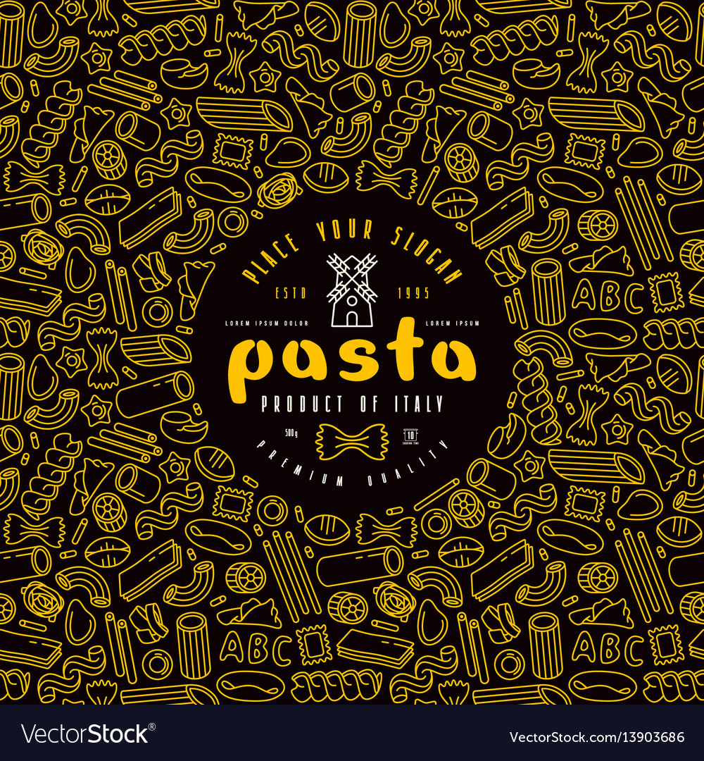 Pasta label and frame with pattern Royalty Free Vector Image