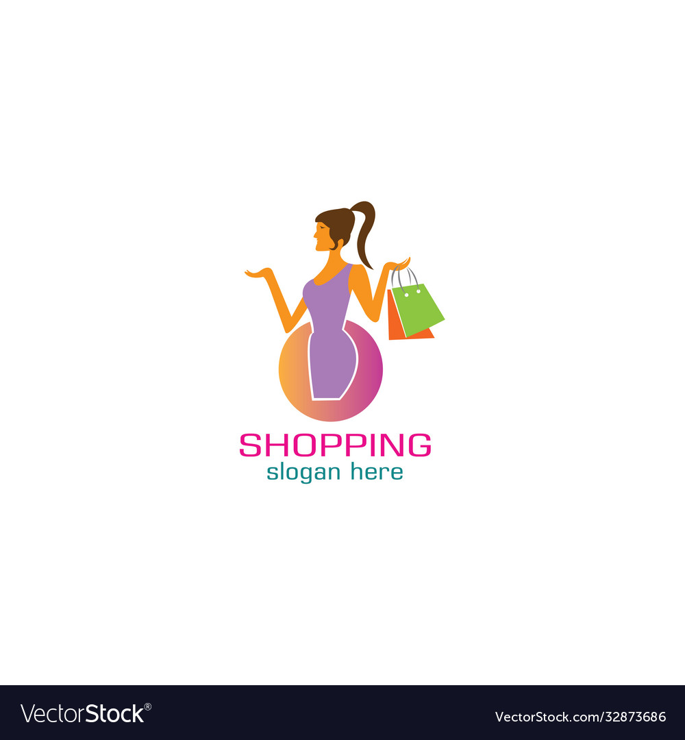 Shopping woman logo color design template maker Vector Image