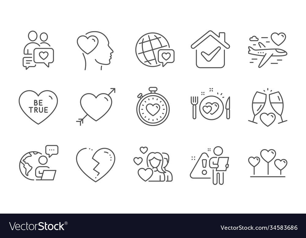 World brand broken heart and dating chat icons