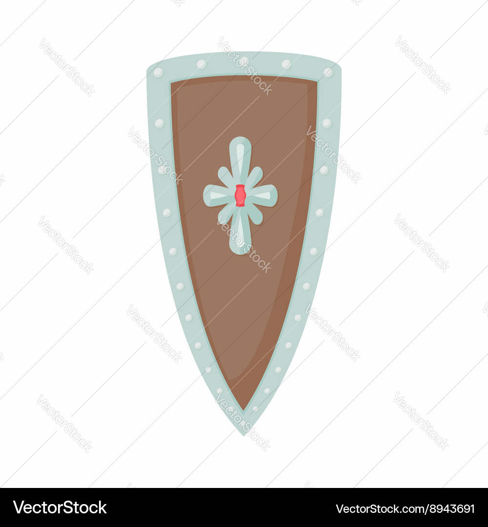 Angled shield with ornaments icon cartoon style Vector Image