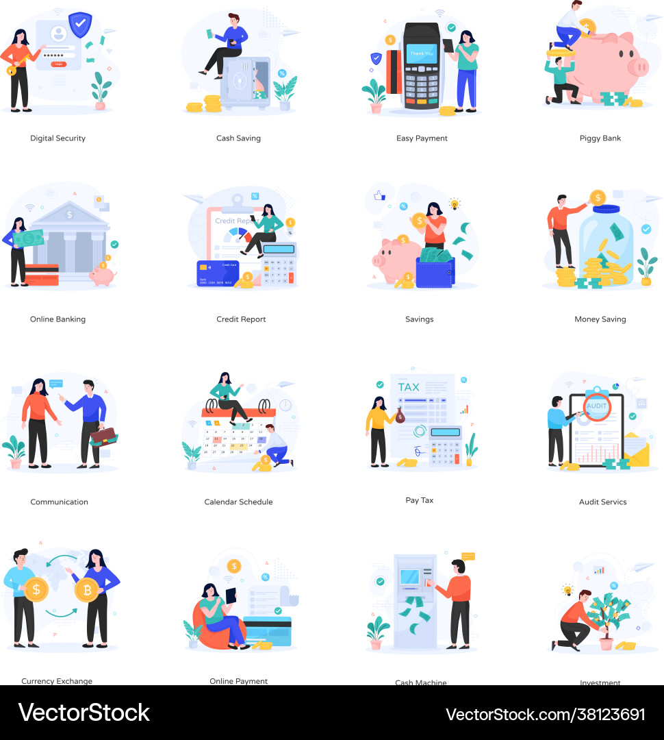 Banking app flat Royalty Free Vector Image - VectorStock