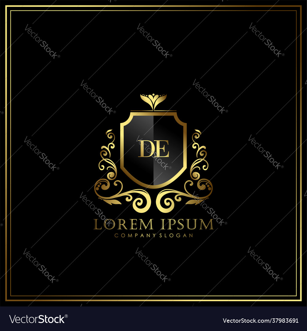 De initial letter luxury logo template in art