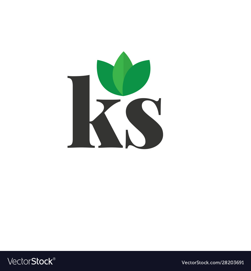 Initial letter ks green leaf logo design template Vector Image