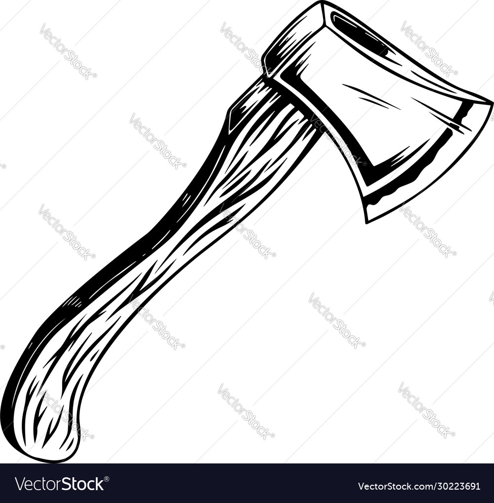 Lumberjack axe in engraving style design element Vector Image