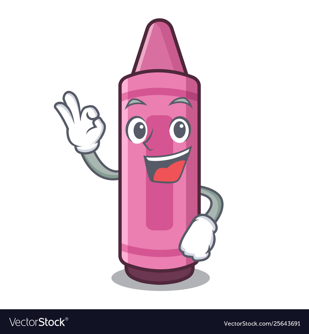 Okay pink crayons in cartoon school bag Royalty Free Vector