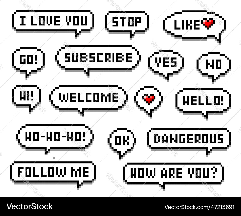 Pixel speech bubble subscribe follow message Vector Image