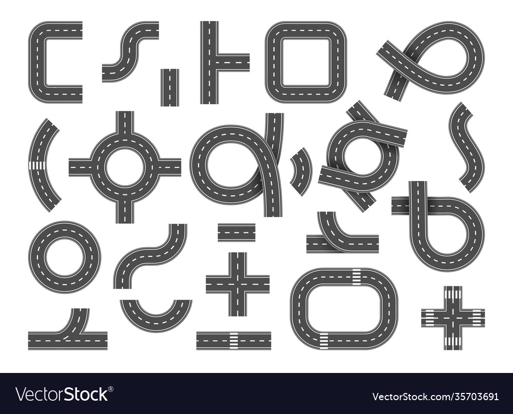 Road sections objects vector image Road sections objects