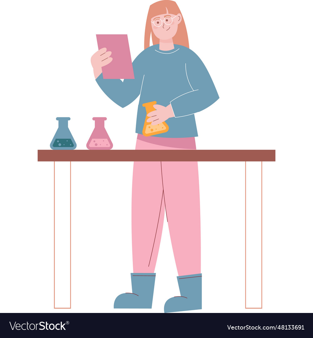 Student doing chemistry lab research icon