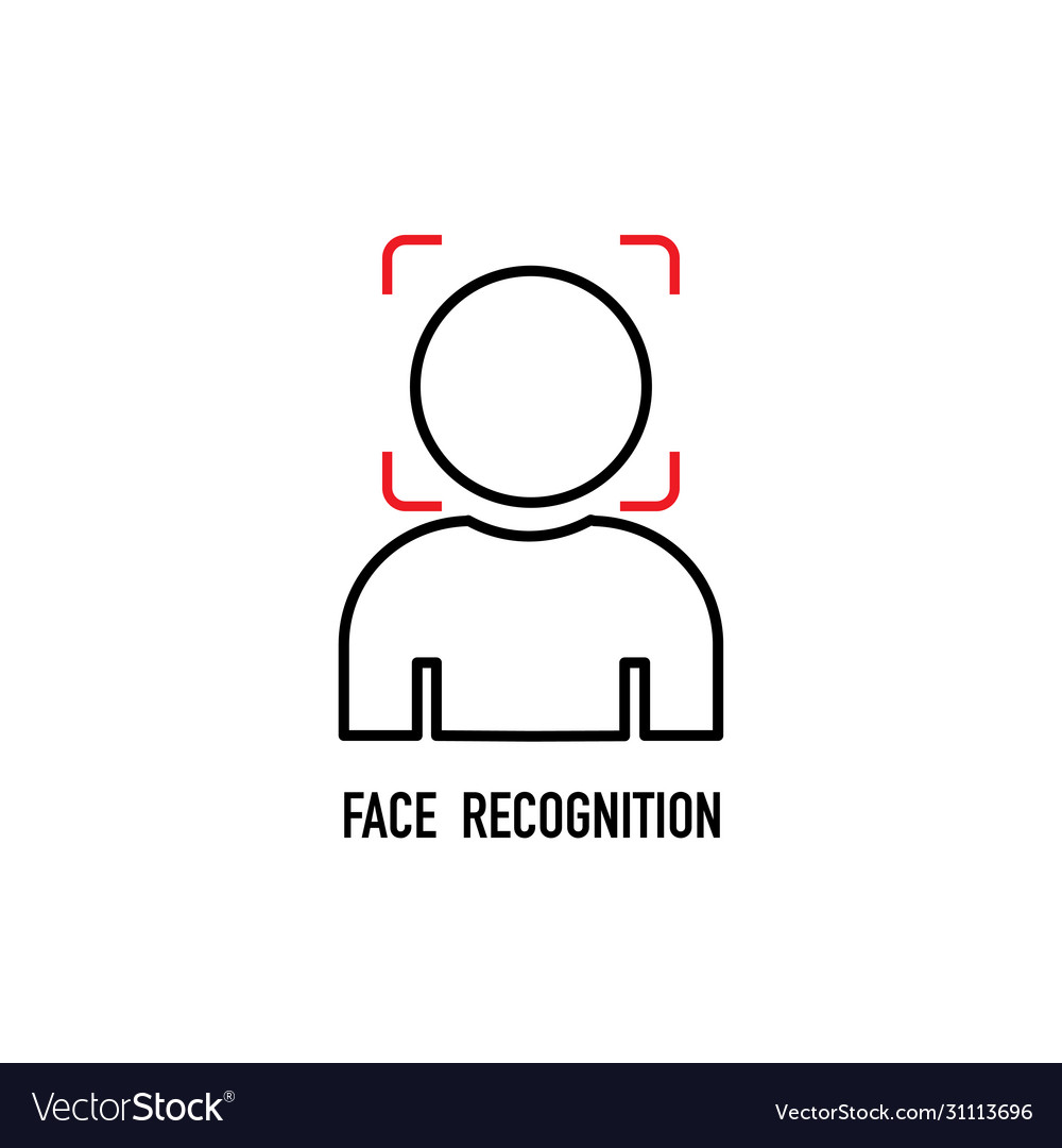 Face Id Recognition Icon On Empty Background Vector Image