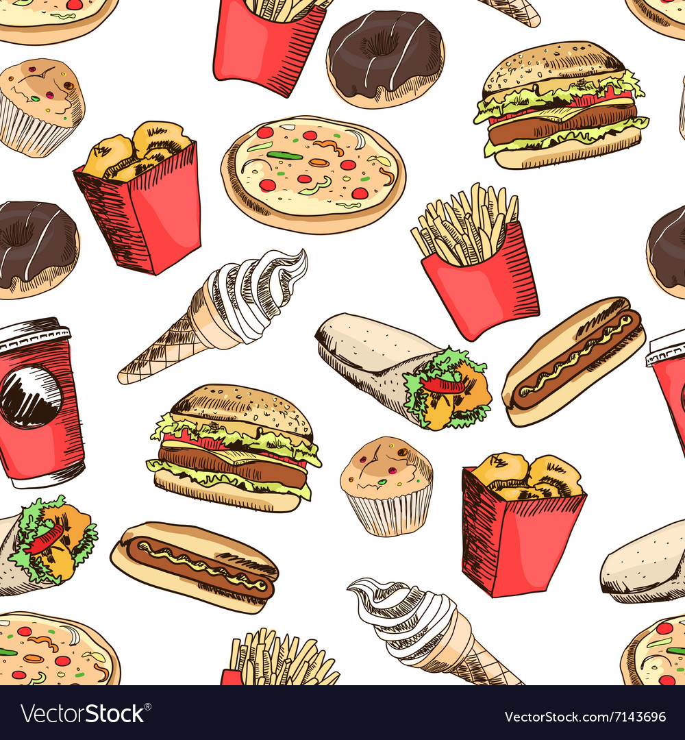 Fast food pattern Royalty Free Vector Image - VectorStock