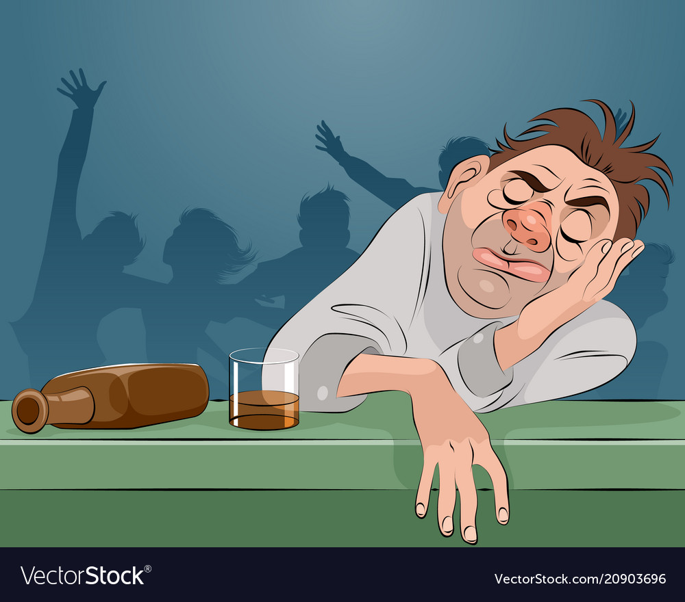 Man sleeping in bar Royalty Free Vector Image VectorStock