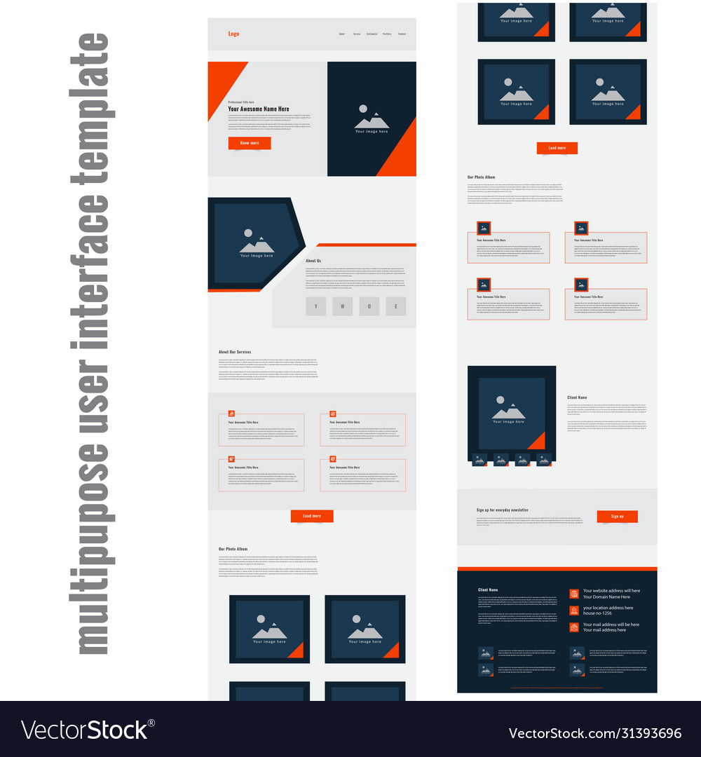 Multipurpose website user interface template Vector Image