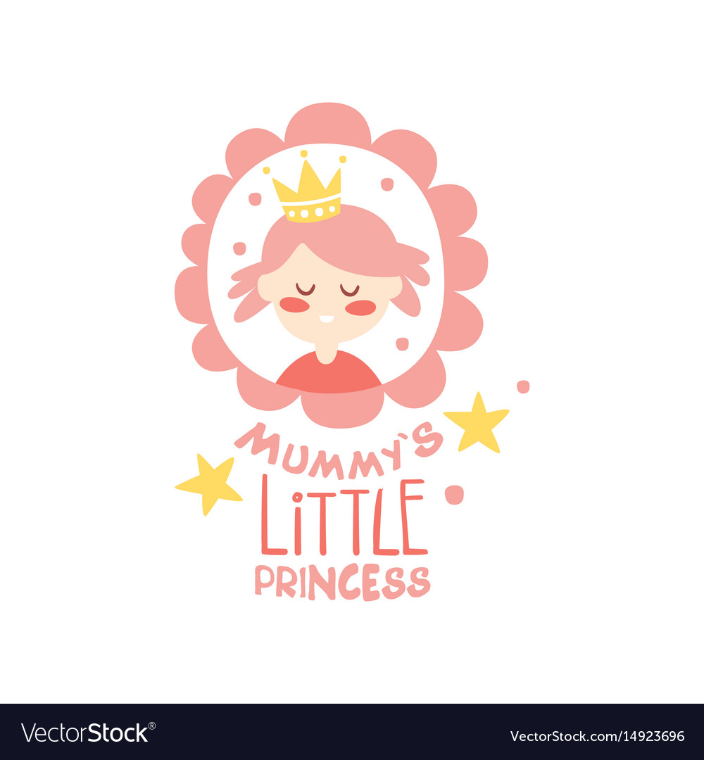 Mummys little princess label colorful hand drawn