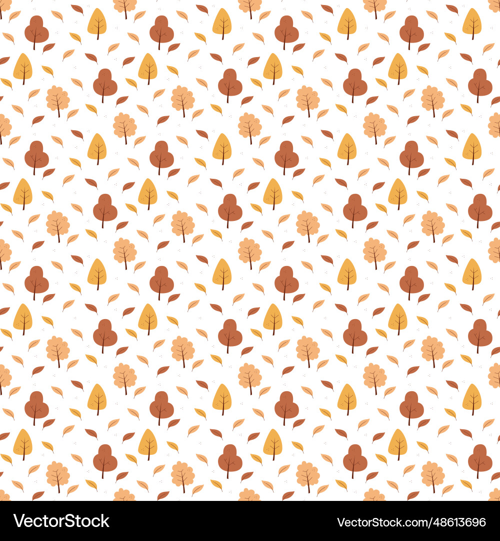 Seamless pattern with autumn leaves and trees Vector Image