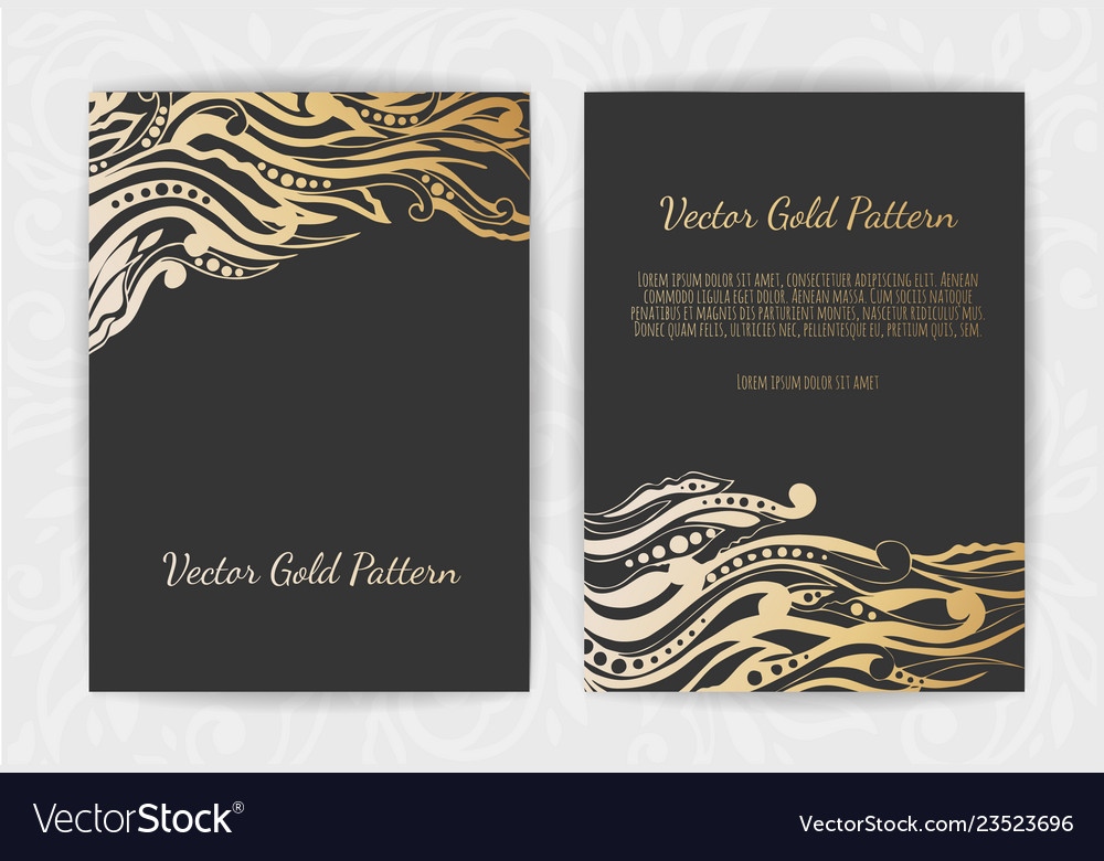 Set black and gold design templates