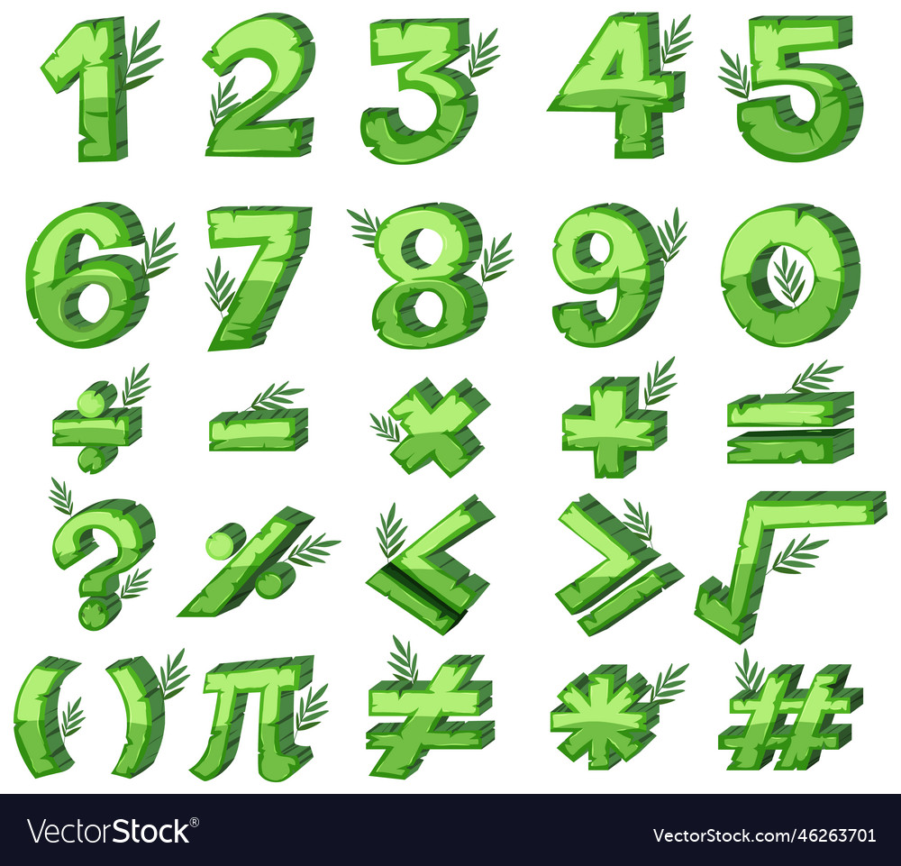 Bambooshaped numerals on white background Vector Image