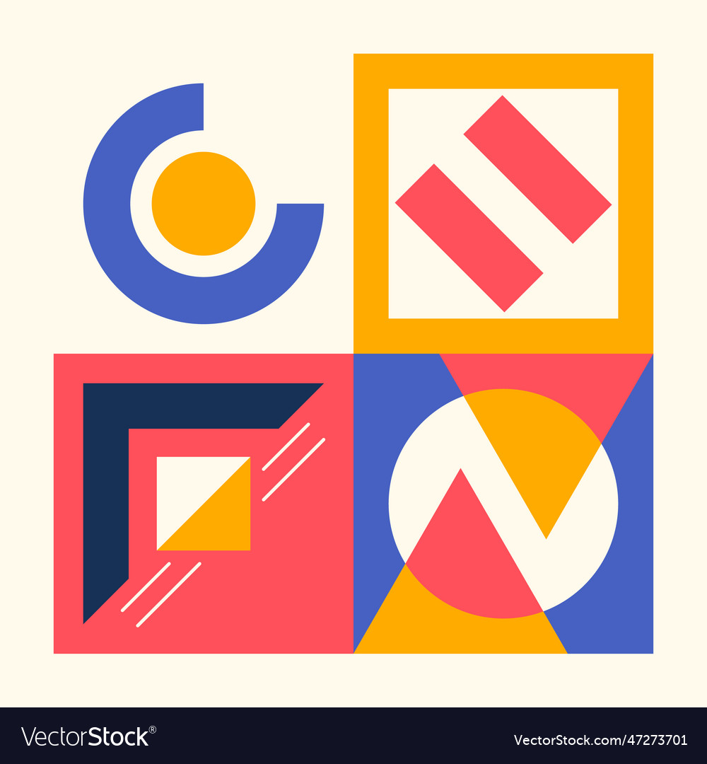 Bauhaus geometric pattern characterized Royalty Free Vector