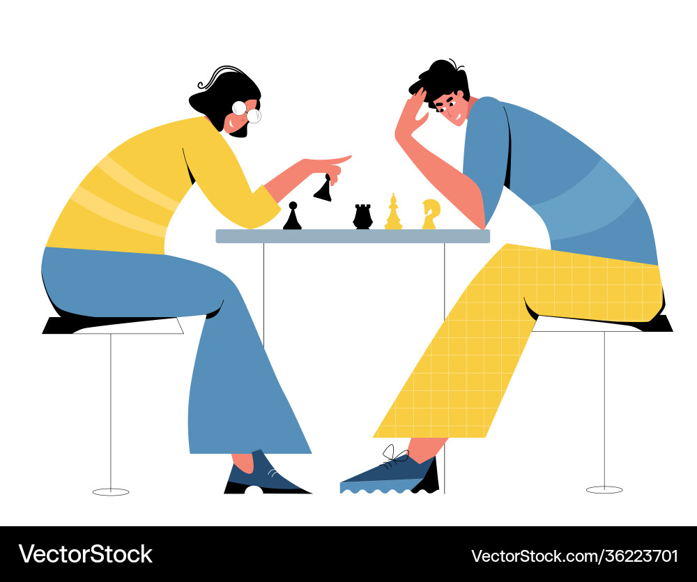 Chess game trendy flat people play Royalty Free Vector Image