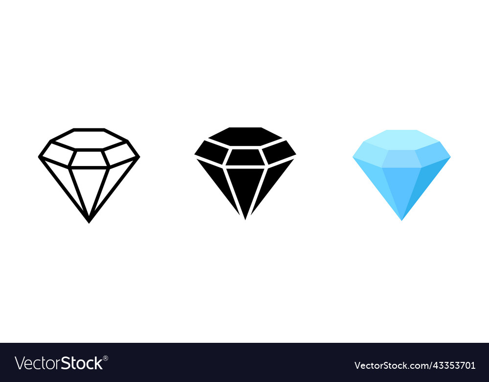Diamond outline value icon gem vector image Diamond outline value icon gem