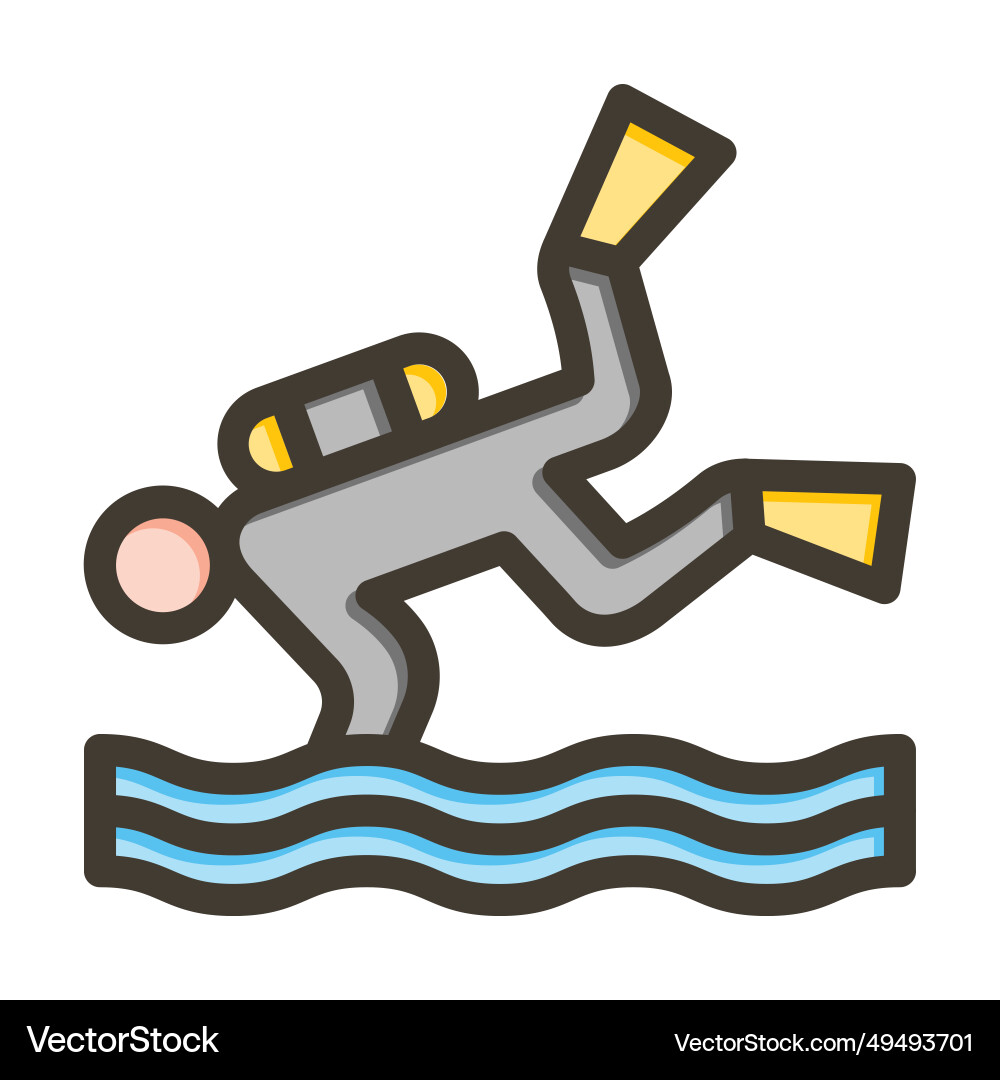 Dive thick line filled colors icon for personal Vector Image