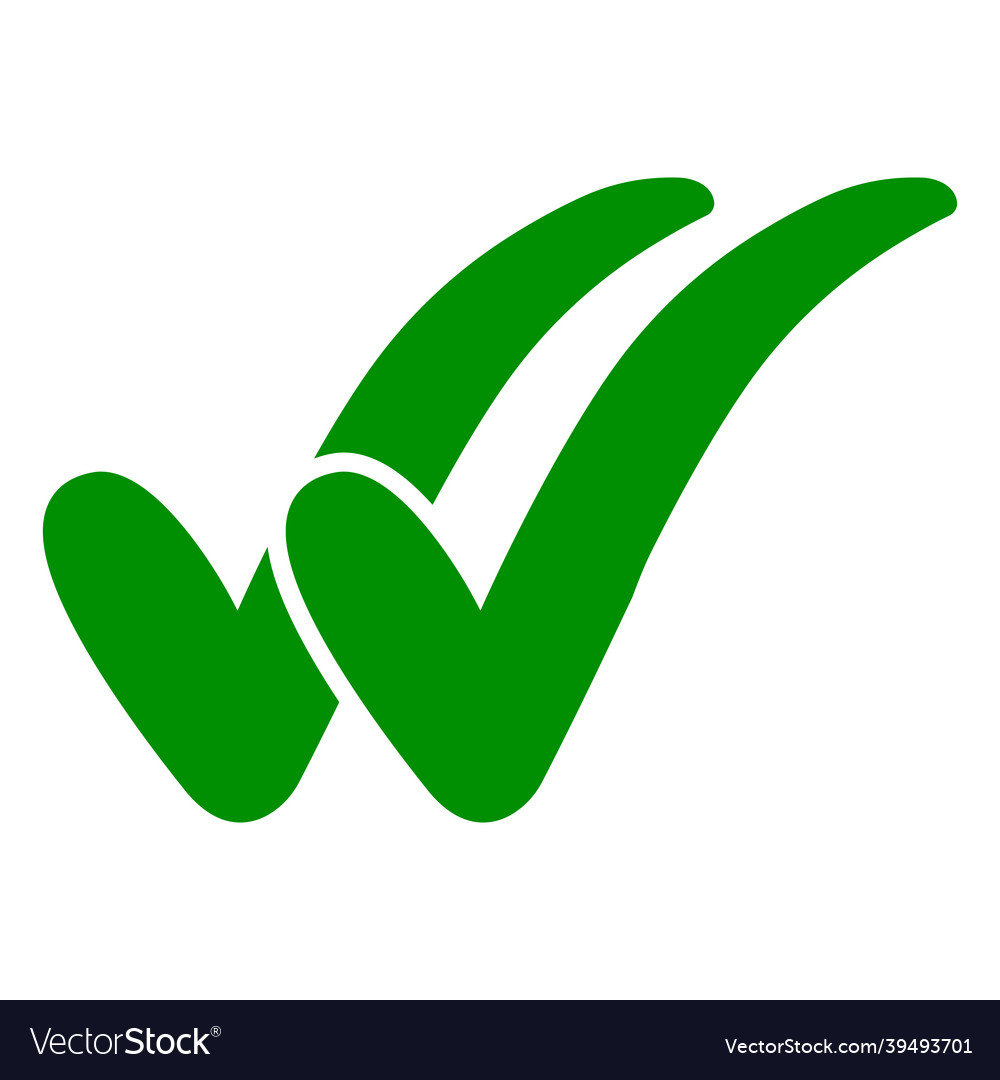 Double check icon two green checkmarks Royalty Free Vector