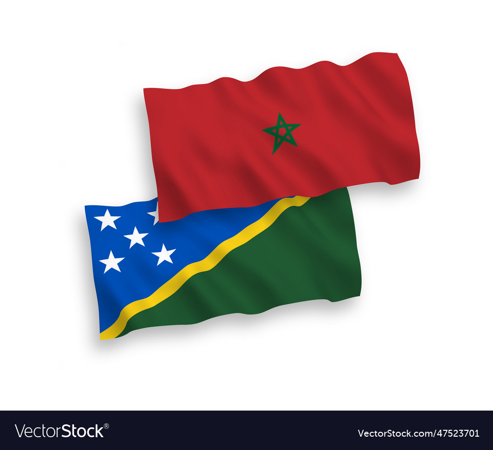 Flags Of Solomon Islands And Morocco On A White Vector Image