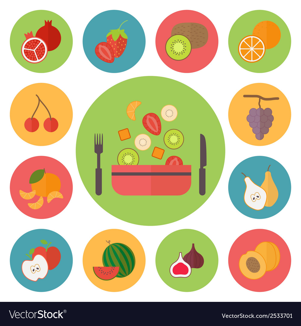 Fruit icons food set for cooking restaurant menu