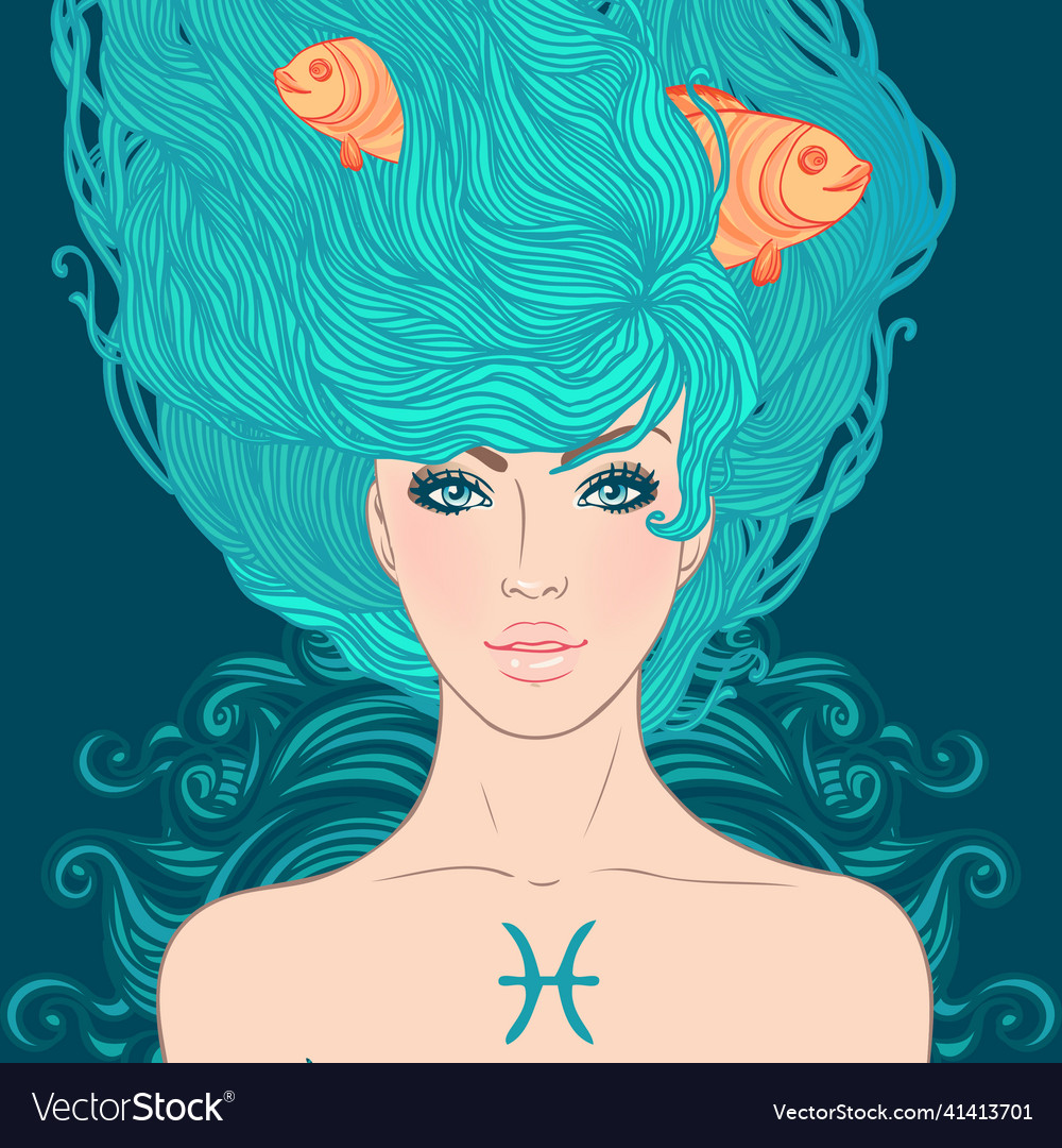 Pisces astrological sign as a beautiful girl Vector Image