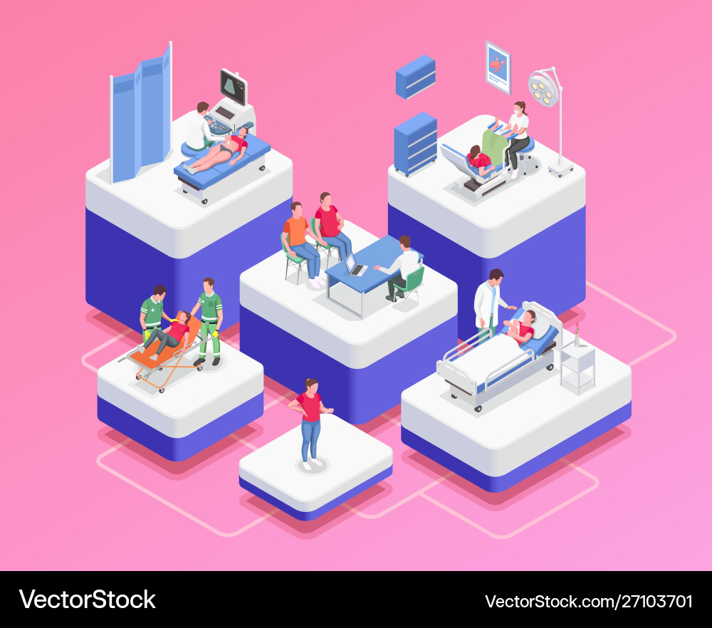 Pregnancy isometric composition Royalty Free Vector Image