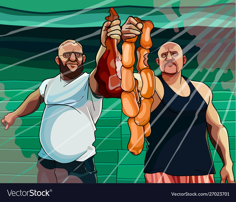 Two cartoon menacingly looking brutal stern men Vector Image