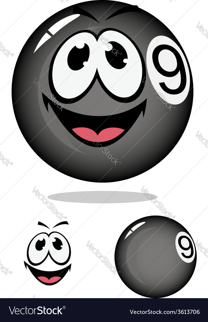 Billiard ball 9 in cartoon style Royalty Free Vector Image