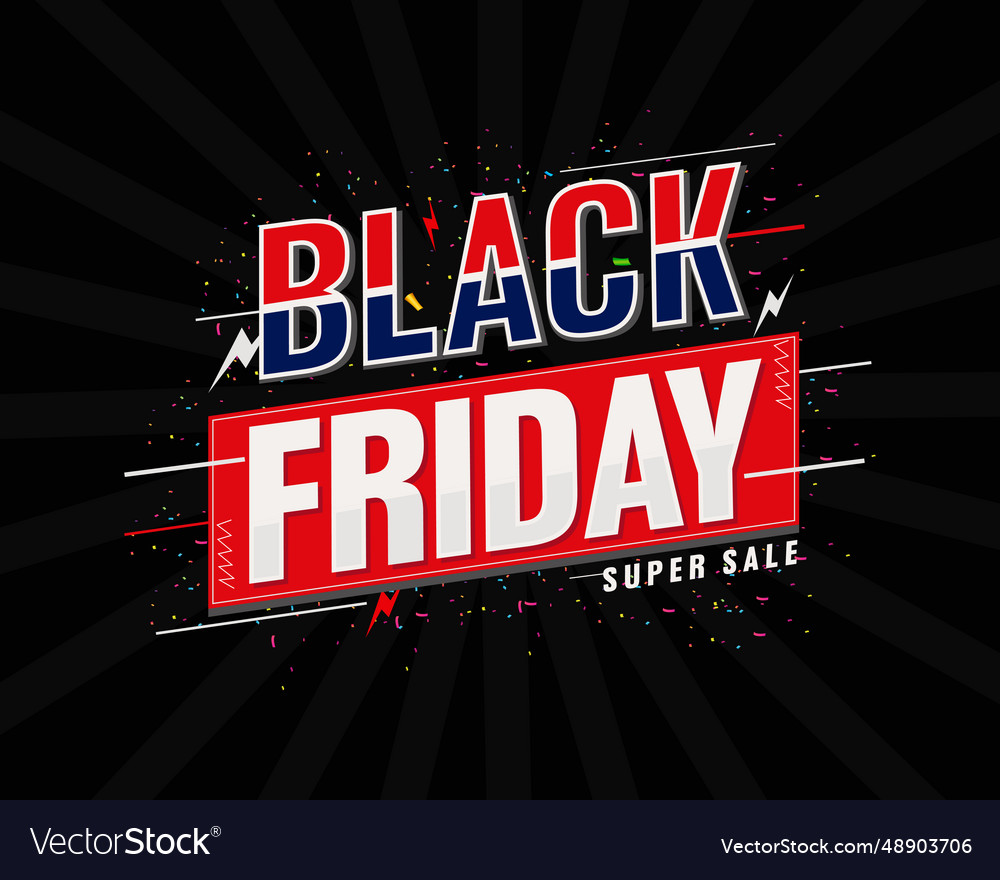 Black Friday Flat Typography Poster Template Vector Image