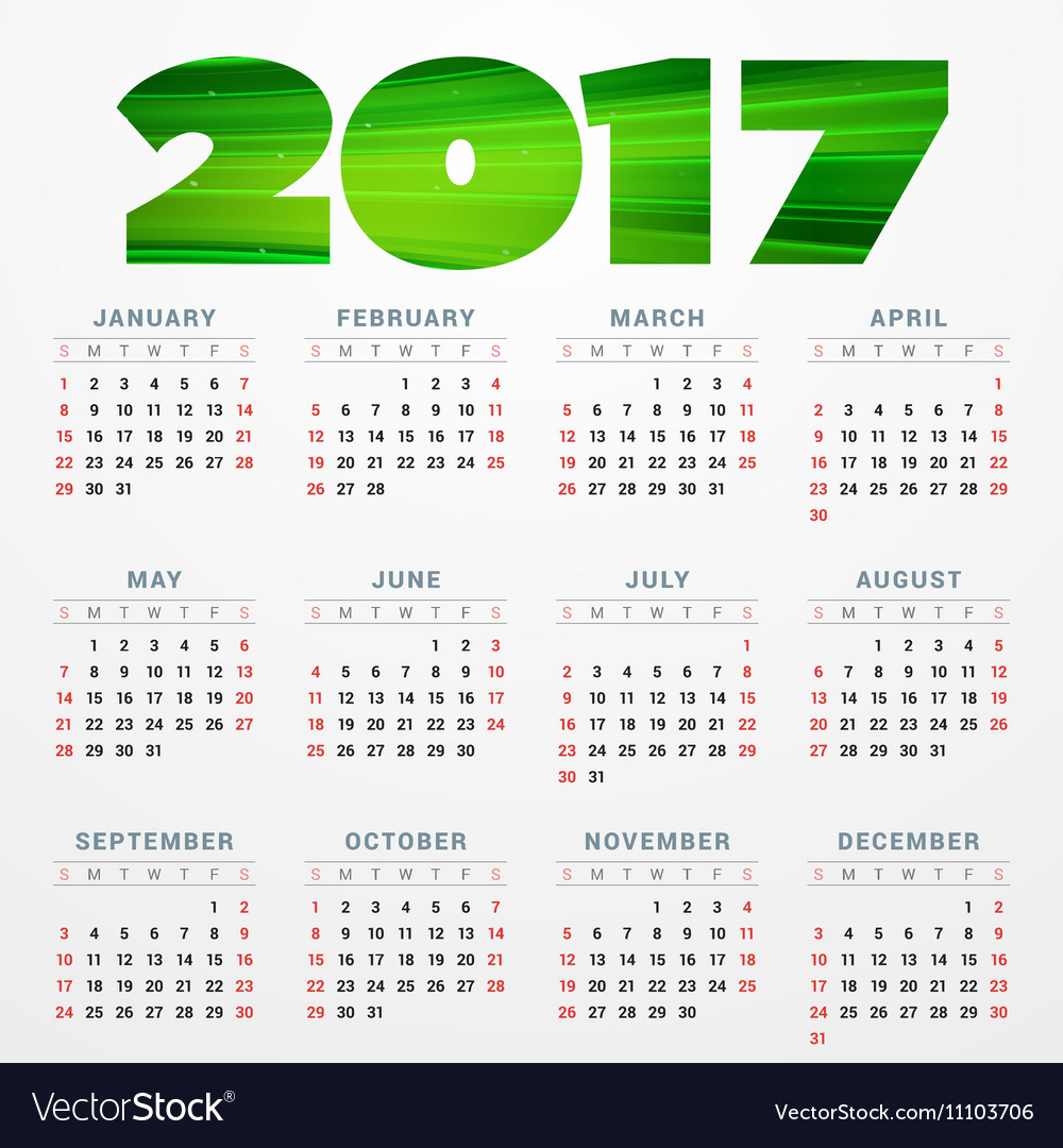 Kalender für 2017 Jahr