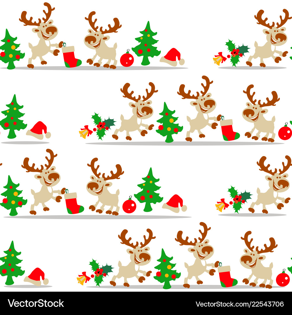 Christmas deer seamless pattern Royalty Free Vector Image