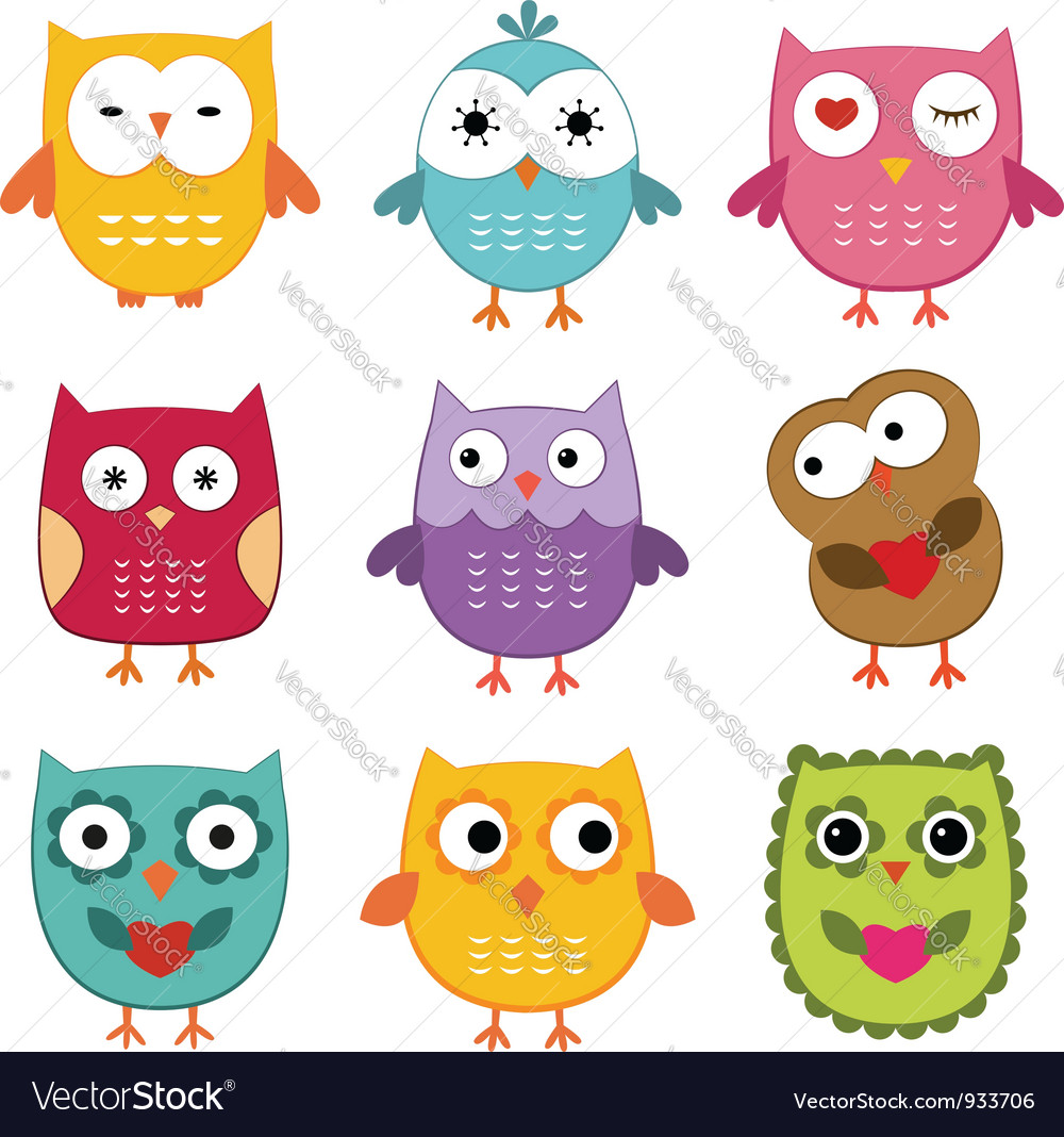 Cute owls set Royalty Free Vector Image - VectorStock