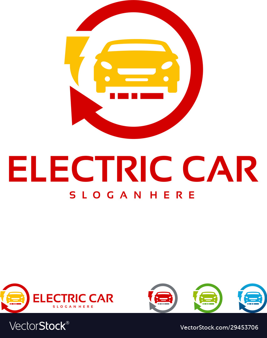 Electric car logo designs concept car technology Vector Image