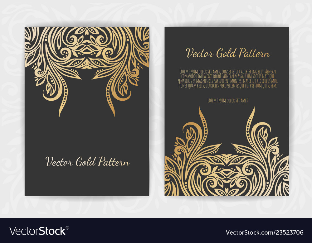 Gold vintage greeting card on a black background