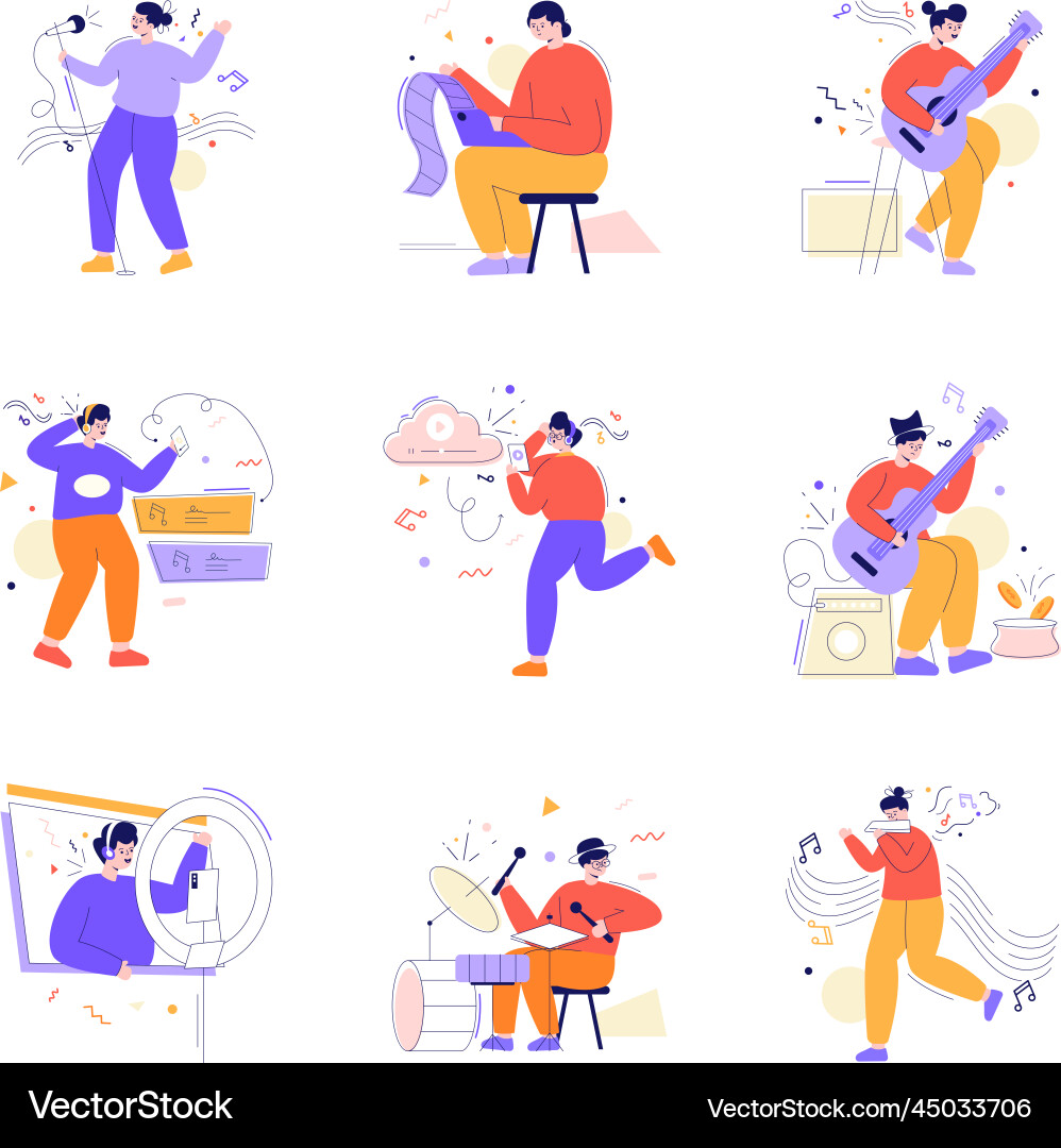 Pack of interactive flat Royalty Free Vector Image