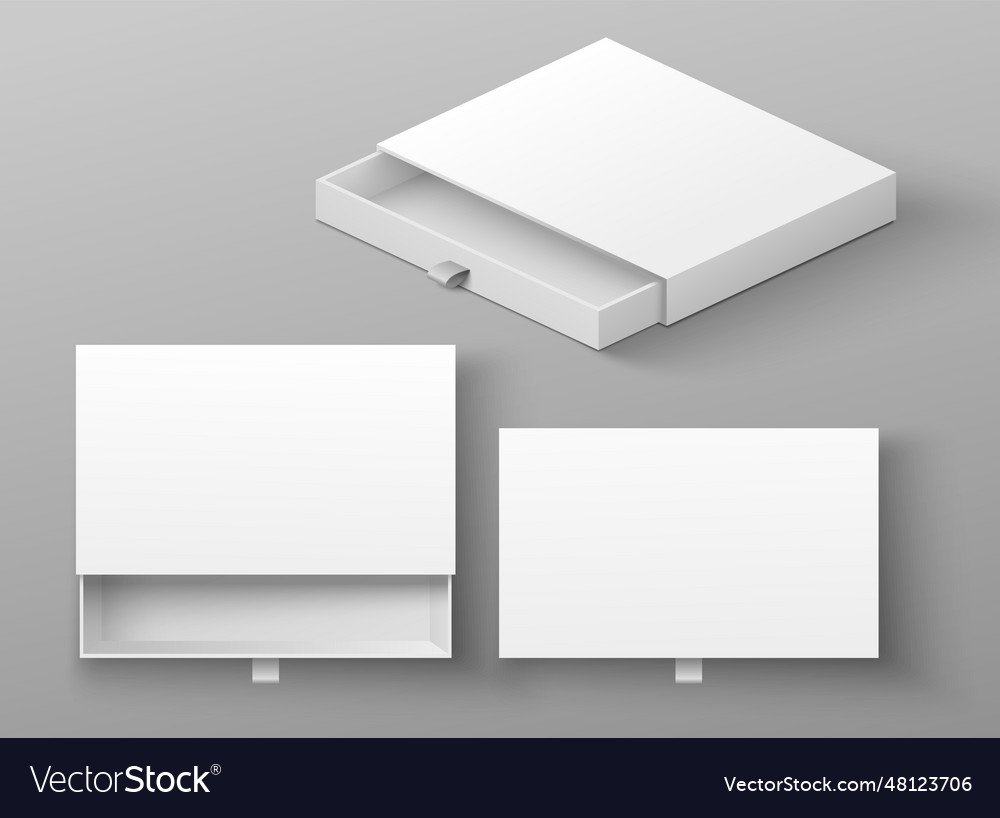 Paper box mockup with ribbon open and closed Vector Image