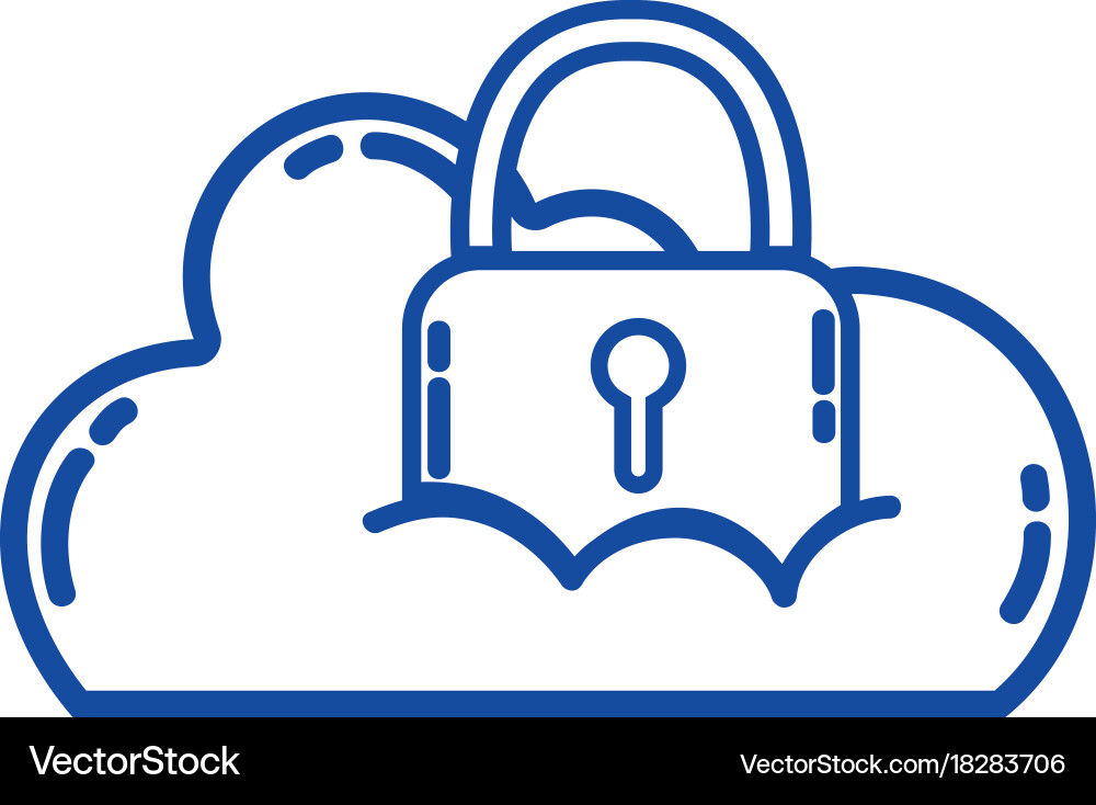 Silhouette cloud data with padlock to security Vector Image