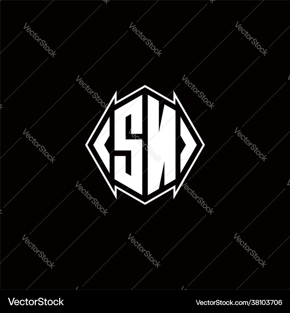 Sn logo monogram with shield shape designs Vector Image