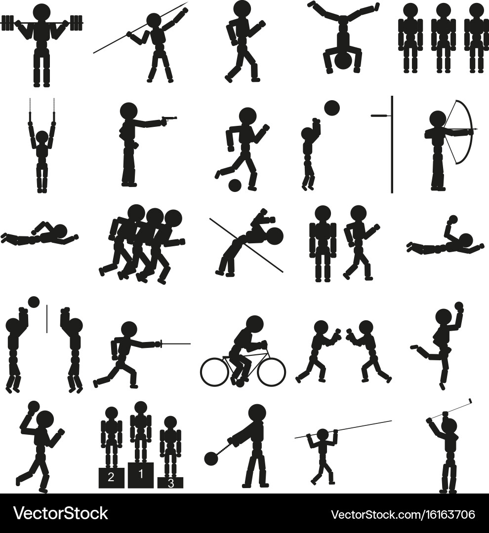 Sports icon set in black Royalty Free Vector Image