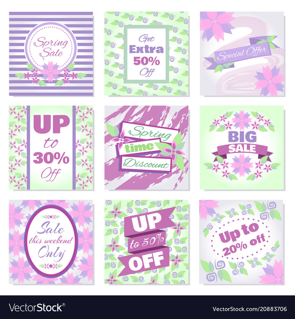 Spring sale banners set Royalty Free Vector Image