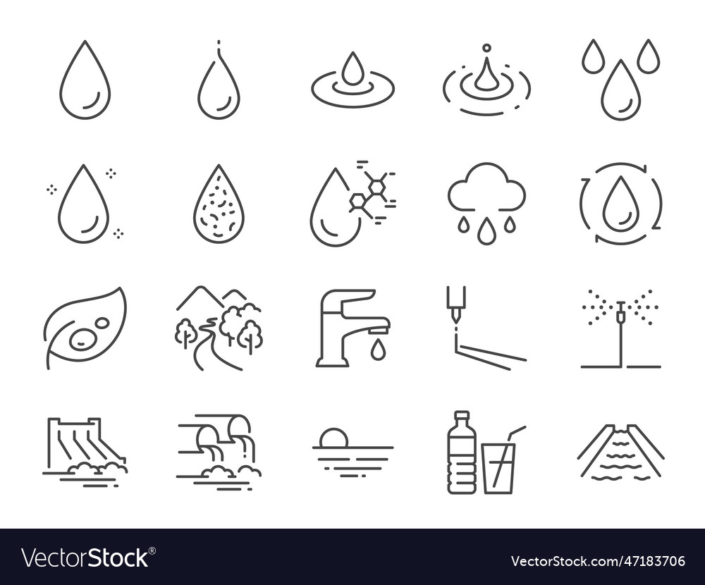 Water icon set Royalty Free Vector Image - VectorStock