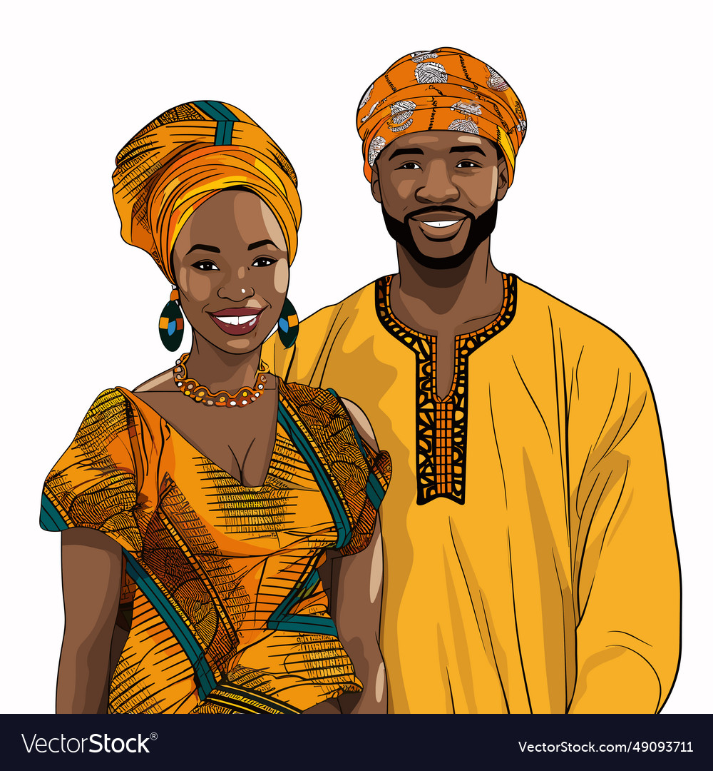 African couple hand-drawn comic