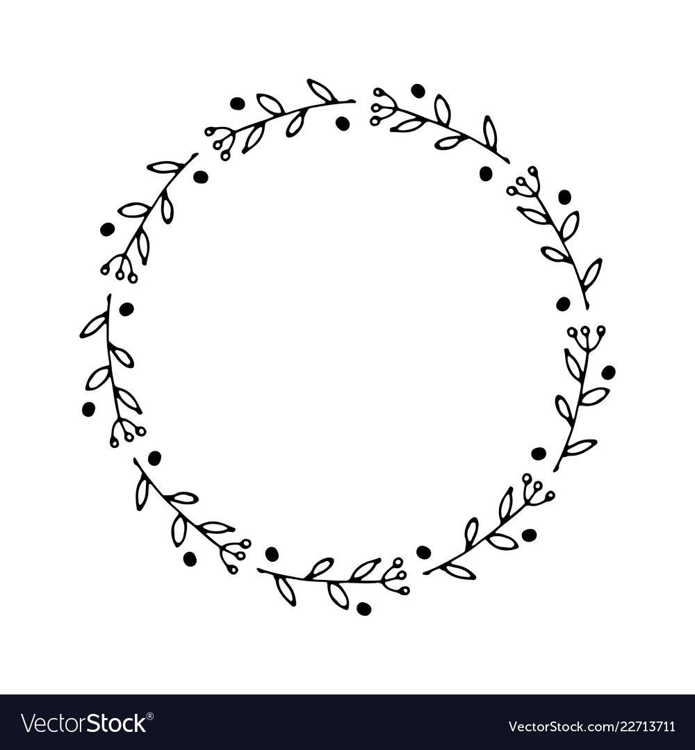 Christmas wreath round frames set hand drawn Vector Image