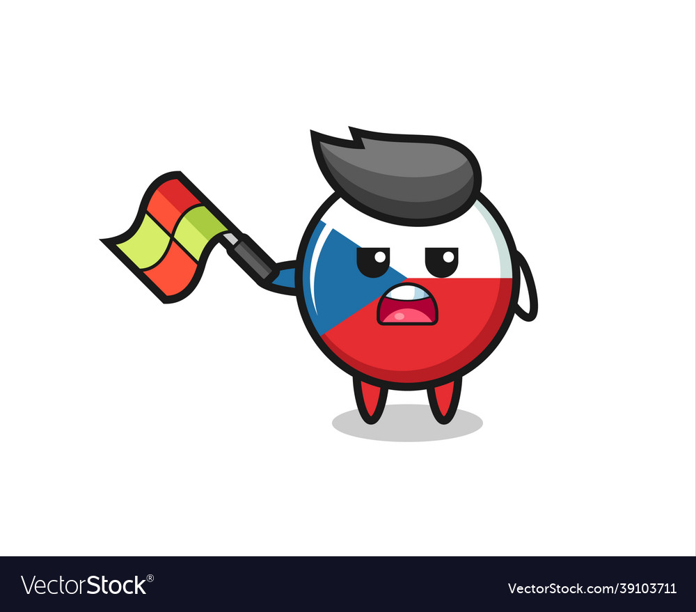 Czech republic flag badge cartoon as the line